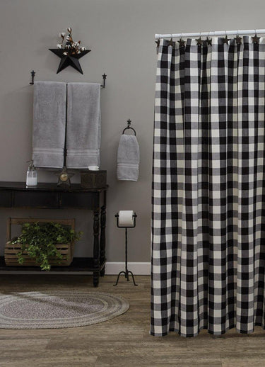 Wicklow Check Cotton Black, Cream Shower Curtain 72